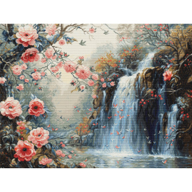 Cross Stitch Kit Luca-S GOLD - Crystalline Waterfall, B708