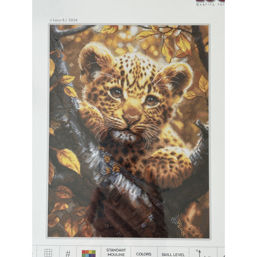 Cross Stitch Kit Luca-S GOLD - Leopard Cub at Sunrise, BU5068