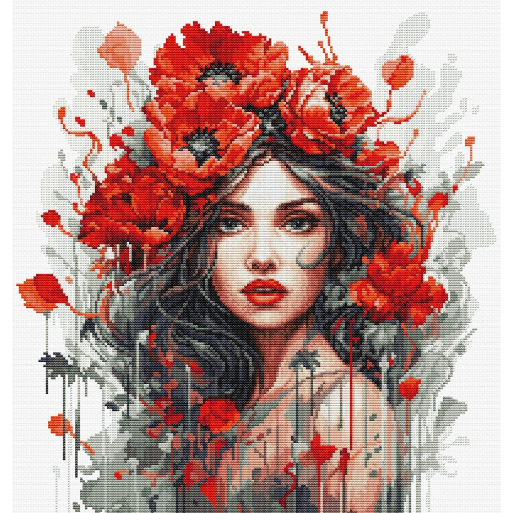 Cross Stitch Kit Luca-S - The Girl With Poppies , BU5063