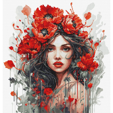 Cross Stitch Kit Luca-S - The Girl With Poppies , BU5063