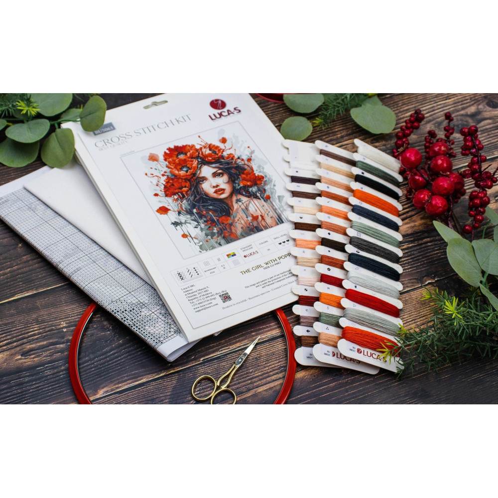 Cross Stitch Kit Luca-S - The Girl With Poppies , BU5063