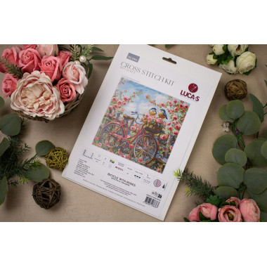 Cross Stitch Kit Luca-S Gold - Bicycle with Roses , BU5061