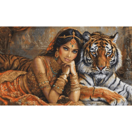 Cross Stitch Kit Luca-S Gold - The Indian Princess and The Royal Tiger, BU5060