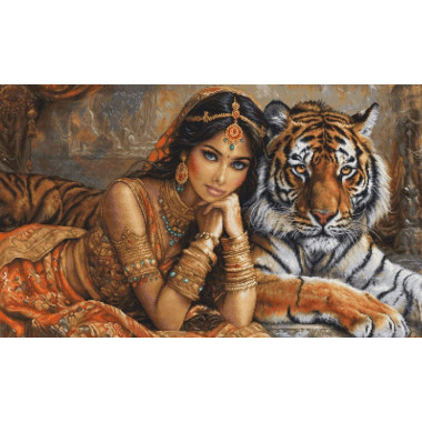 Cross Stitch Kit Luca-S Gold - The Indian Princess and The Royal Tiger, BU5060