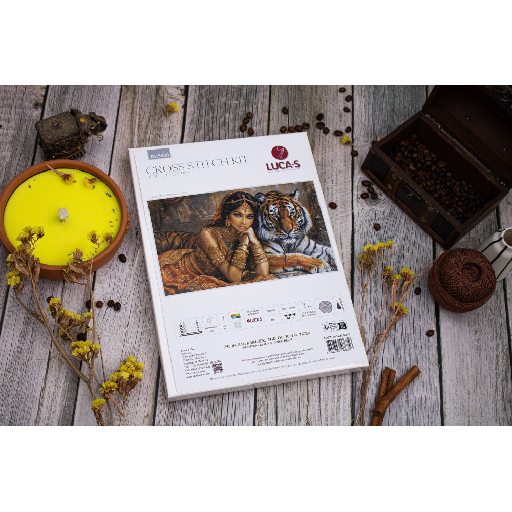 Cross Stitch Kit Luca-S Gold - The Indian Princess and The Royal Tiger, BU5060