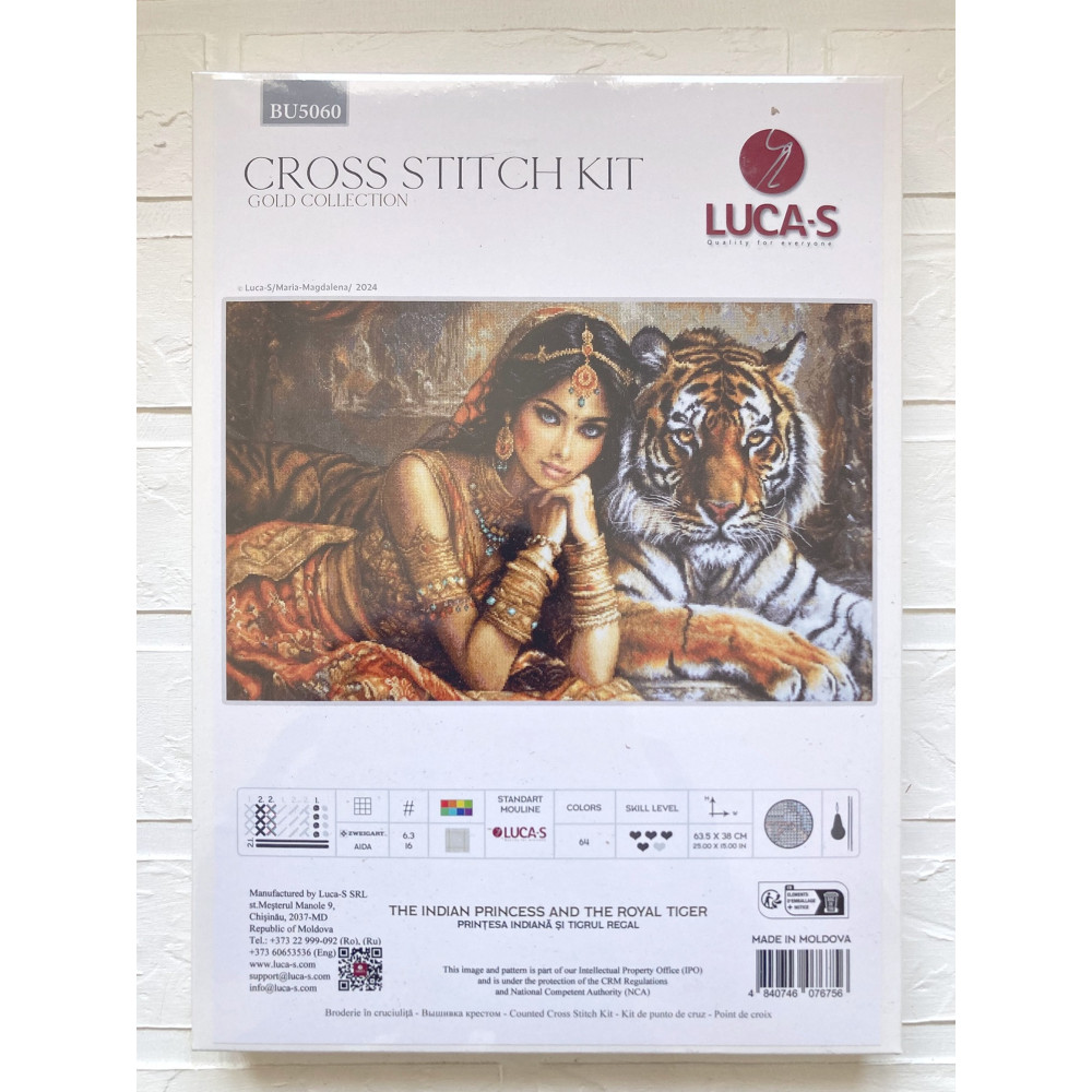 Cross Stitch Kit Luca-S Gold - The Indian Princess and The Royal Tiger, BU5060