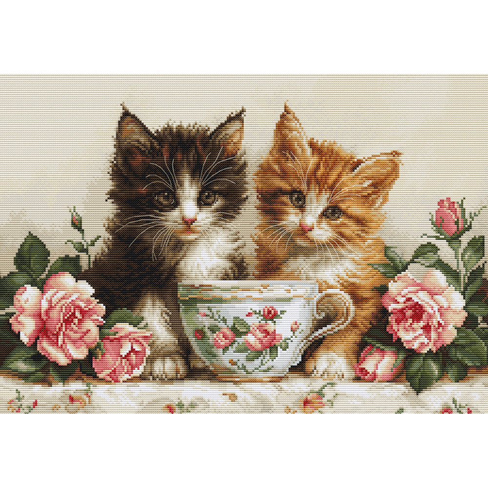 Cross Stitch Kit Luca-S GOLD - Morning of the Cats, BU5070