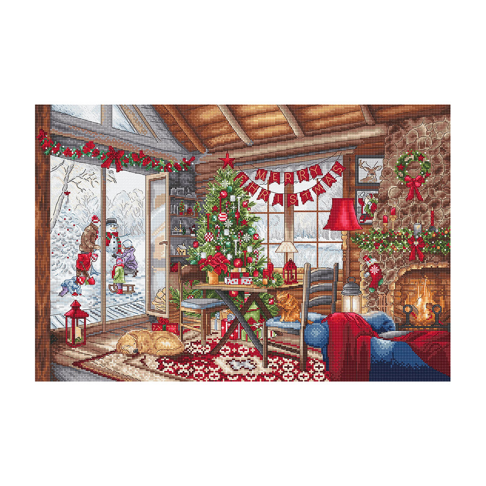 Cross-Stitch Kit Christmas Cabin, LETISTITCH L8105