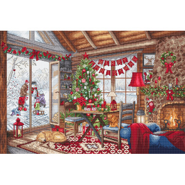 Cross-Stitch Kit Christmas Cabin, LETISTITCH L8105