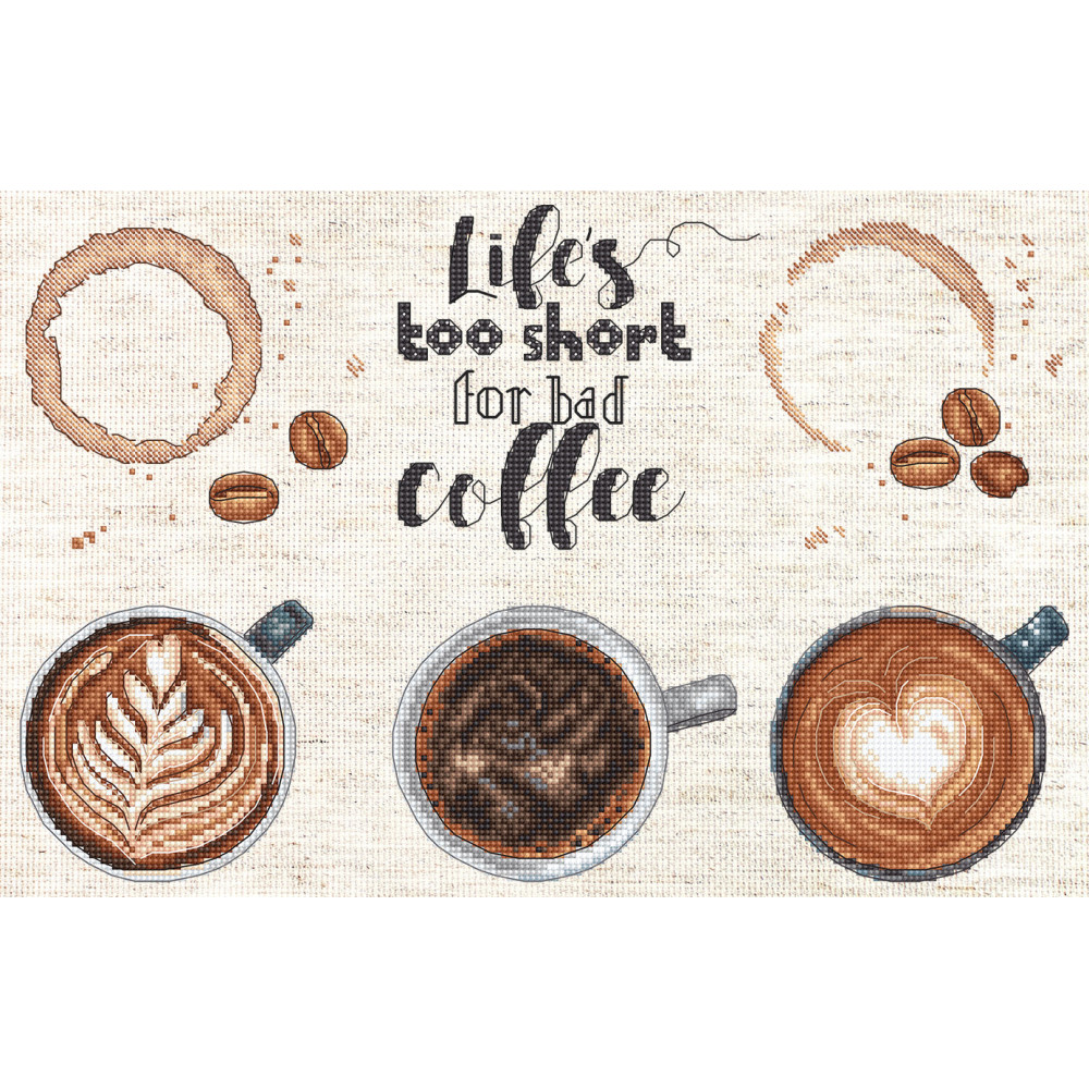 Cross Stitch Kit Letistitch Life’s too short for a bad coffee, L8097