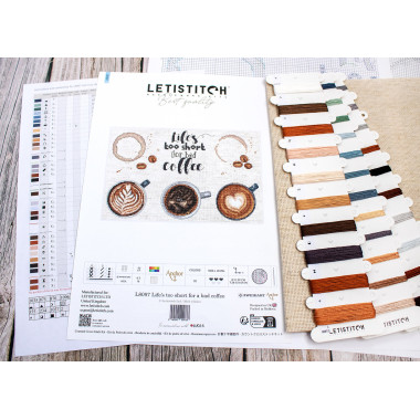 Cross Stitch Kit Letistitch Life’s too short for a bad coffee, L8097