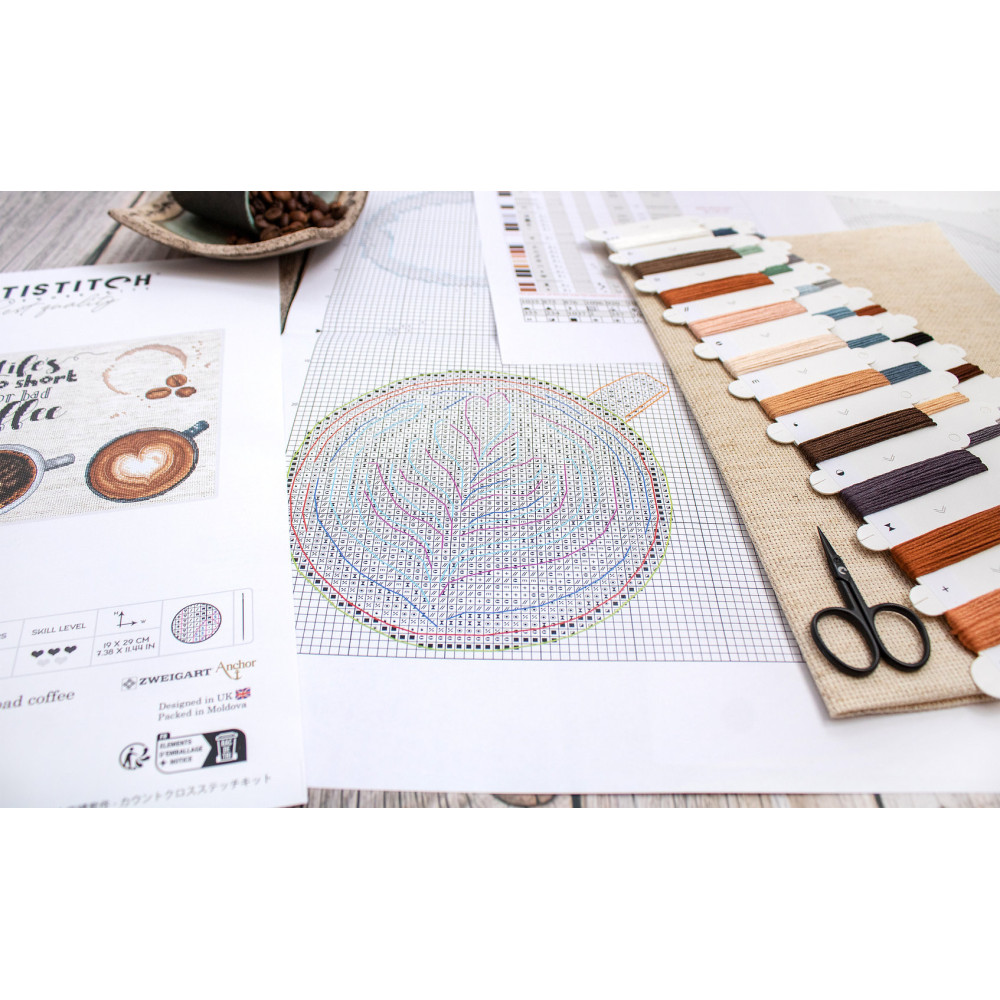 Cross Stitch Kit Letistitch Life’s too short for a bad coffee, L8097