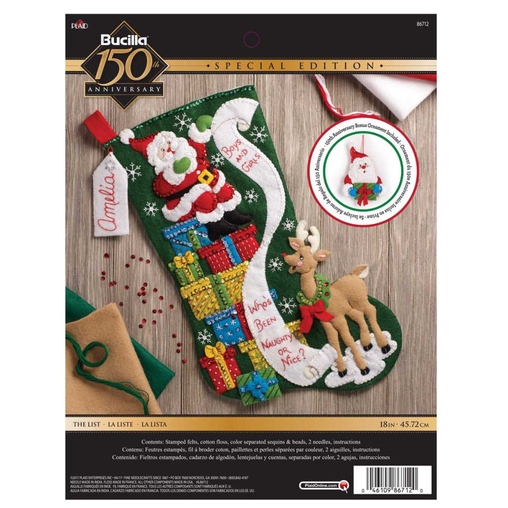 Bucilla ® Seasonal - Felt - Stocking Kits - The List 86712