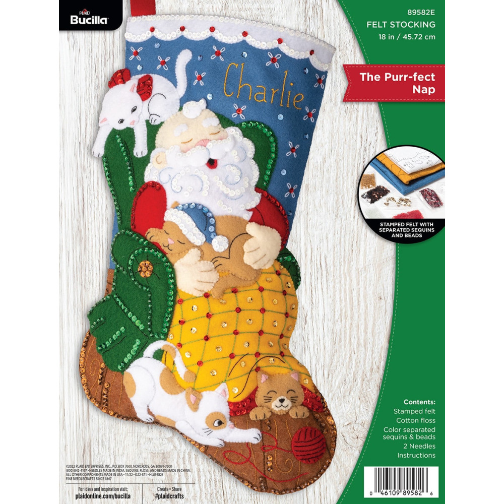 Bucilla ® Seasonal - Felt - Ornament Kits - The Purr-fect Nap - 89582E Bucilla ® Seasonal - Felt - Ornament Kits - The Purr-fect Nap - 89582E