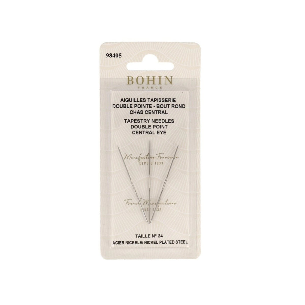 Bohin Tapestry Needles No. 24 – Double Point, Central Eye (98405)