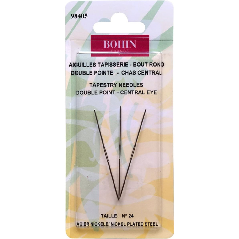 Bohin Tapestry Needles No. 24 – Double Point, Central Eye (98405) Bohin Tapestry Needles No. 24 – Double Point, Central Eye (98405)