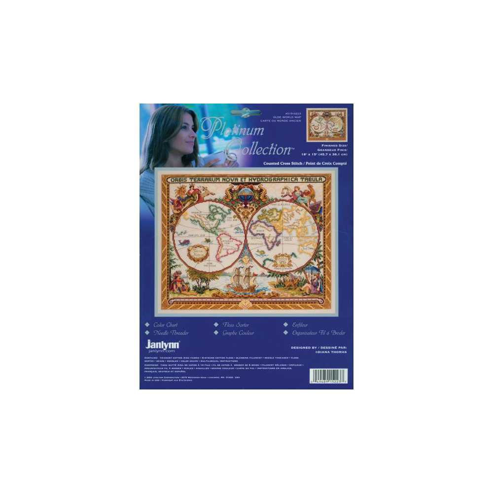 Olde World Map, набор для вышивания крестиком, Janlynn 015-0223, старая карта мира Olde World Map, набор для вышивания крестиком, Janlynn 015-0223, старая карта мира