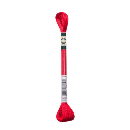 S321 DMC Satin Floss, Bright Red