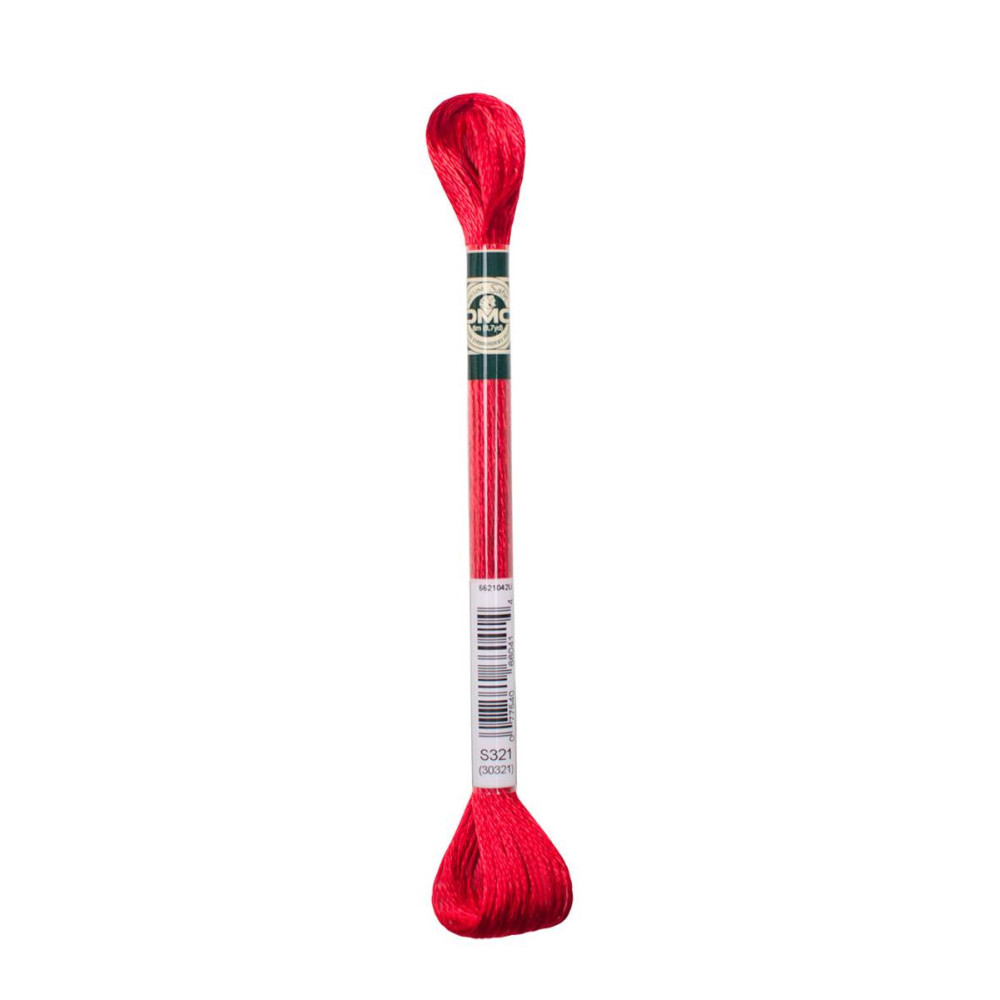 S321 DMC Satin Floss, Bright Red