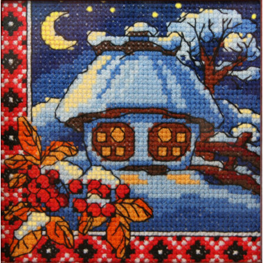 Cross Stitch Kit - Ukraine Hut Winter Night LADY  01272