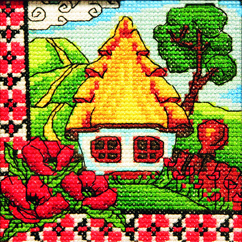 Cross Stitch Kit - Ukraine Hut Poppies of Polesia LADY  01275