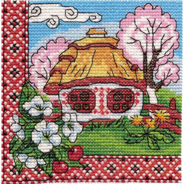 Cross Stitch Kit - Ukraine Hut Podolia in Bloom LADY  01294