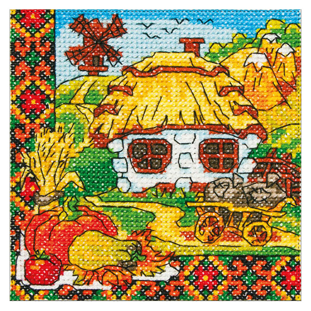 Cross Stitch Kit - Ukraine Hut Harvest LADY  01301