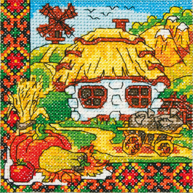 Cross Stitch Kit - Ukraine Hut Harvest LADY  01301