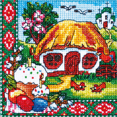 Cross Stitch Kit - Ukraine Hut Easter LADY  01303