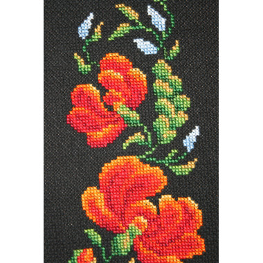 Cross Stitch Kit - Petrikіvska painting on black LADY 01564