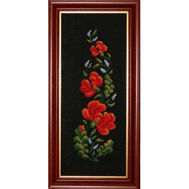 Cross Stitch Kit - Petrikіvska painting on black LADY 01564