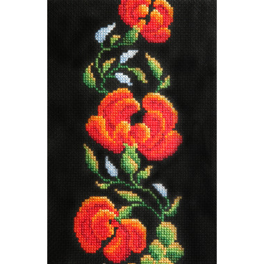 Cross Stitch Kit - Petrikіvska painting on black LADY 01565