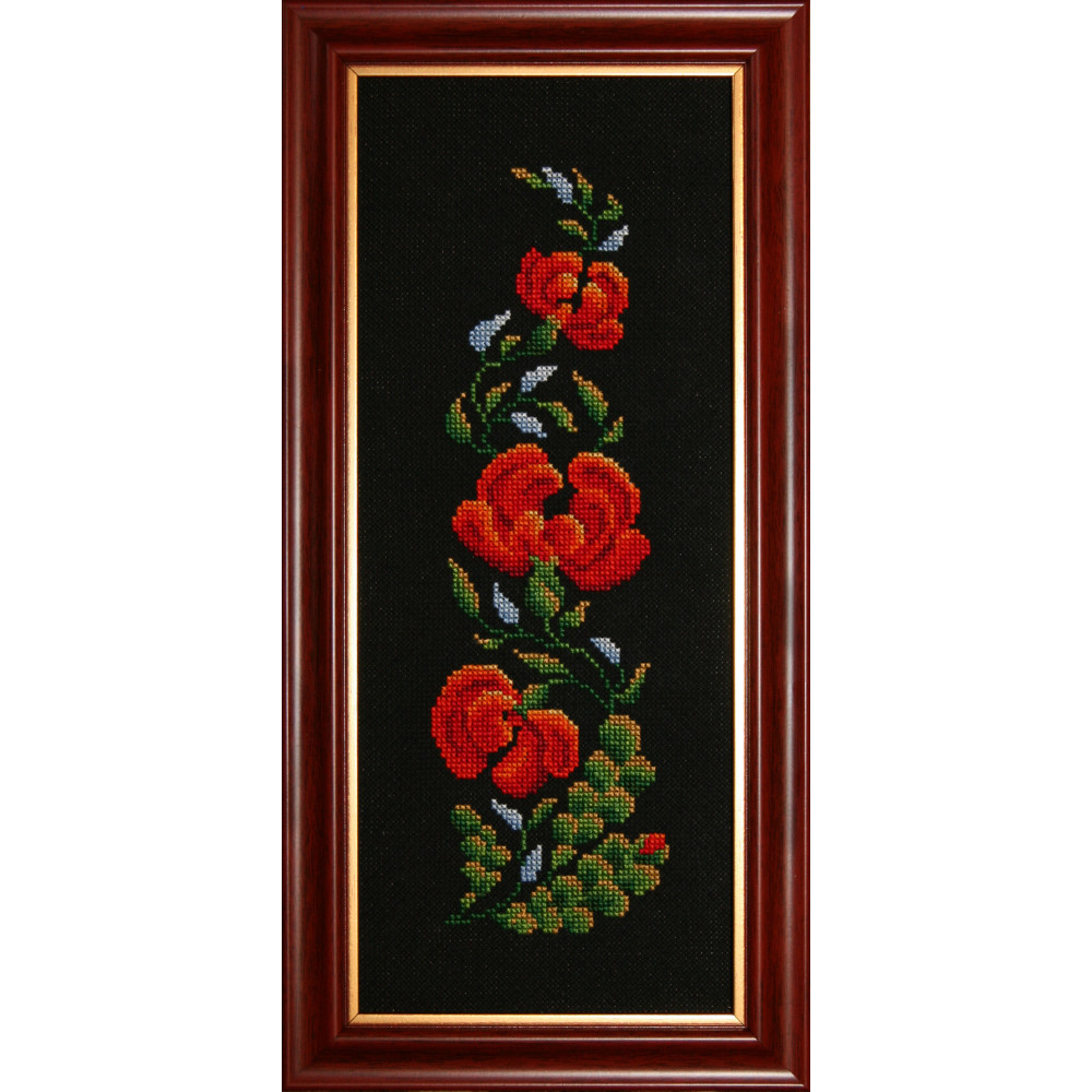 Cross Stitch Kit - Petrikіvska painting on black LADY 01565