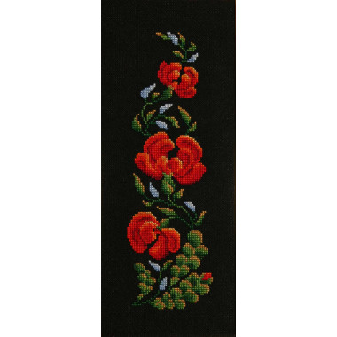 Cross Stitch Kit - Petrikіvska painting on black LADY 01565