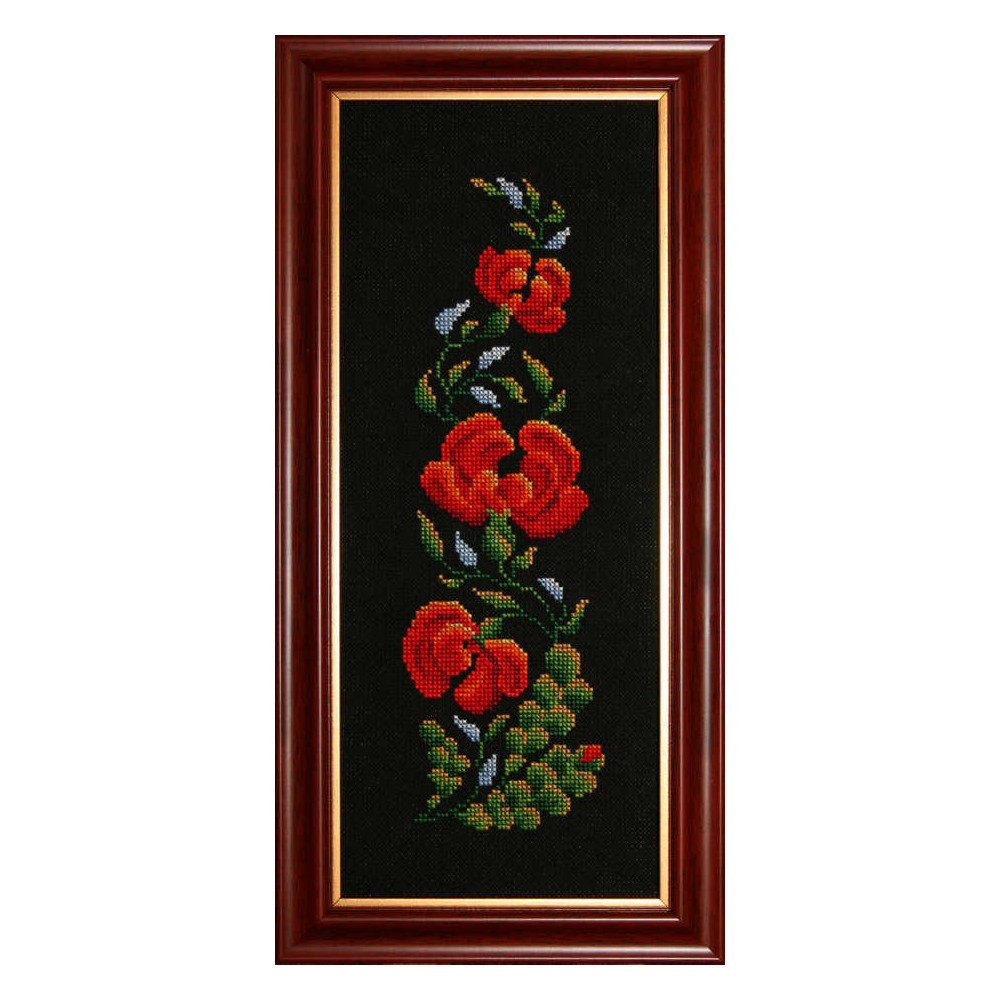 Cross Stitch Kit - Petrikіvska painting on black LADY 01565