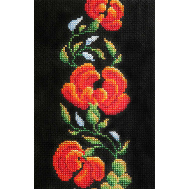 Cross Stitch Kit - Petrikіvska painting on black LADY 01565