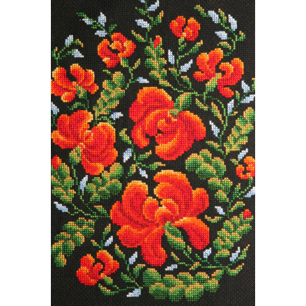 Cross Stitch Kit - Petrikіvska painting on black LADY 01566