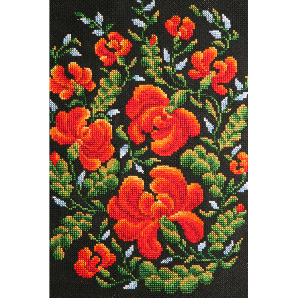 Cross Stitch Kit - Petrikіvska painting on black LADY 01566