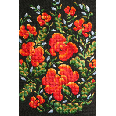 Cross Stitch Kit - Petrikіvska painting on black LADY 01566