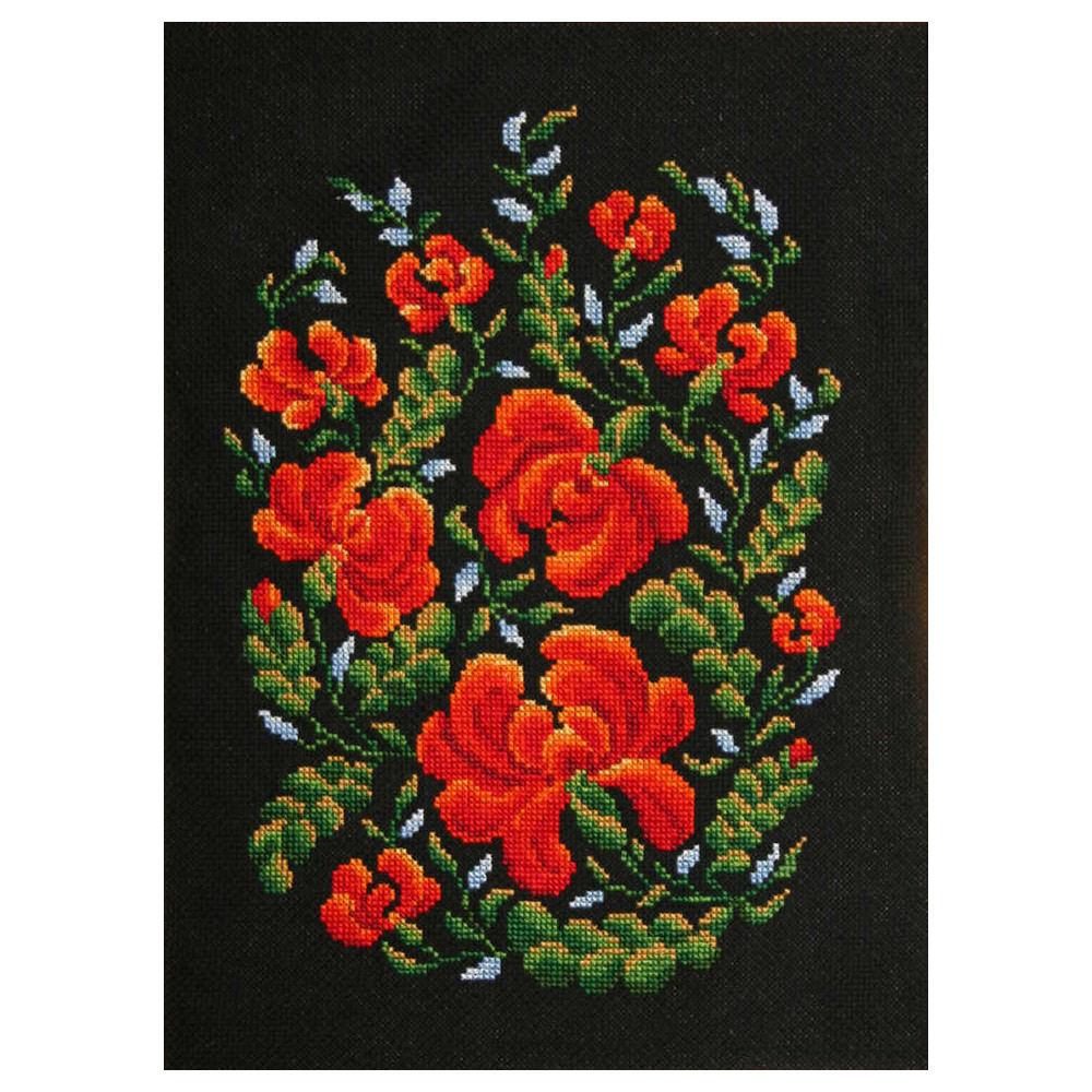 Cross Stitch Kit - Petrikіvska painting on black LADY 01566