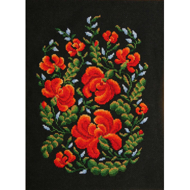 Cross Stitch Kit - Petrikіvska painting on black LADY 01566