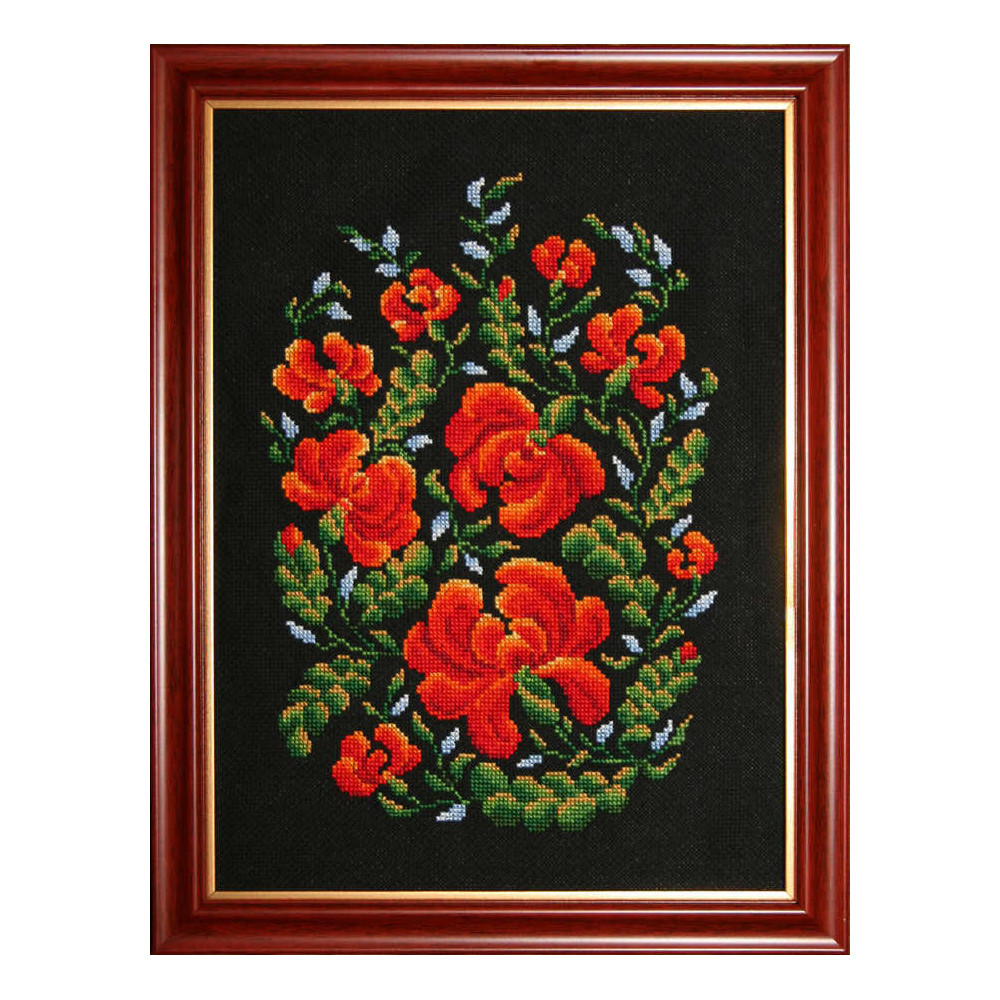 Cross Stitch Kit - Petrikіvska painting on black LADY 01566