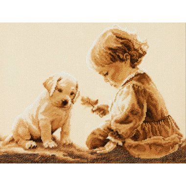Cross Stitch Kit - Girl and Рuppy LADY 01064