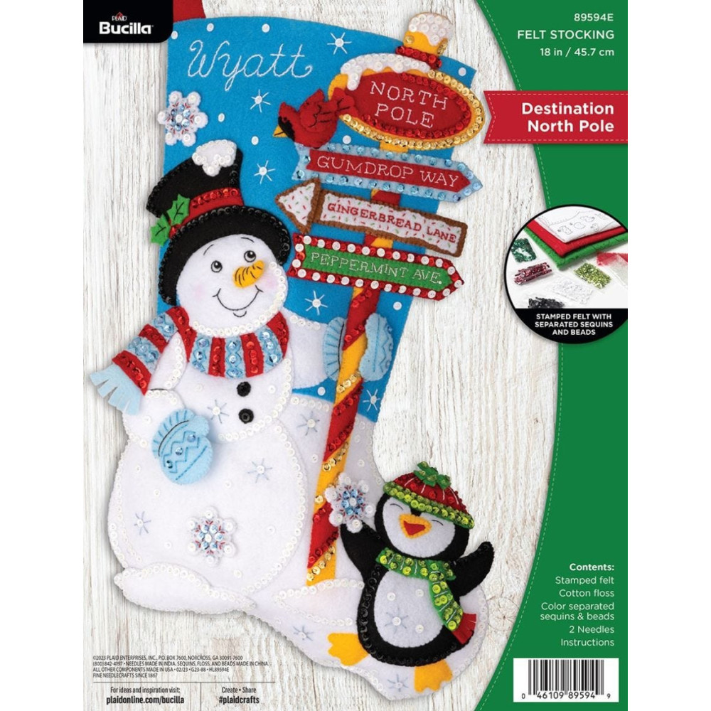Bucilla ® Seasonal - Felt - Stocking Kits - Destination North Pole - 89594E Bucilla ® Seasonal - Felt - Stocking Kits - Destination North Pole - 89594E