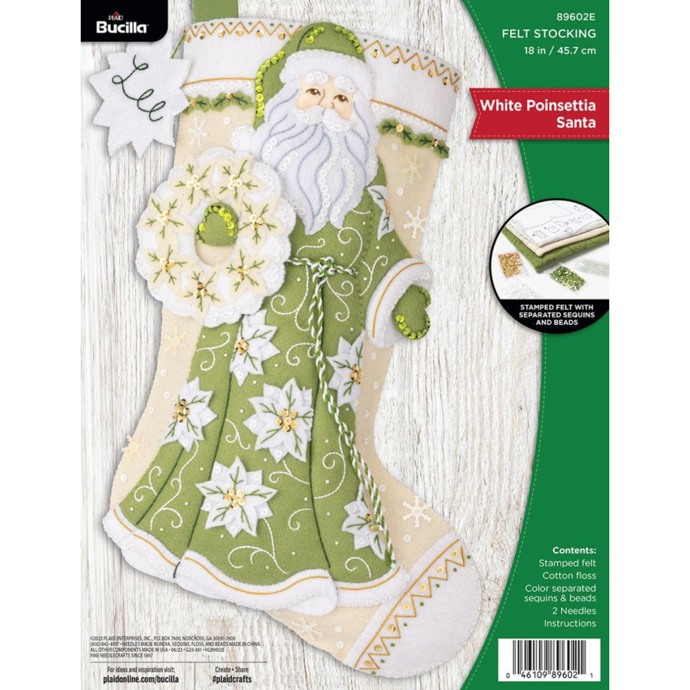 Bucilla ® Seasonal - Felt - Stocking Kits - White Poinsettia - 89602E Bucilla ® Seasonal - Felt - Stocking Kits - White Poinsettia - 89602E