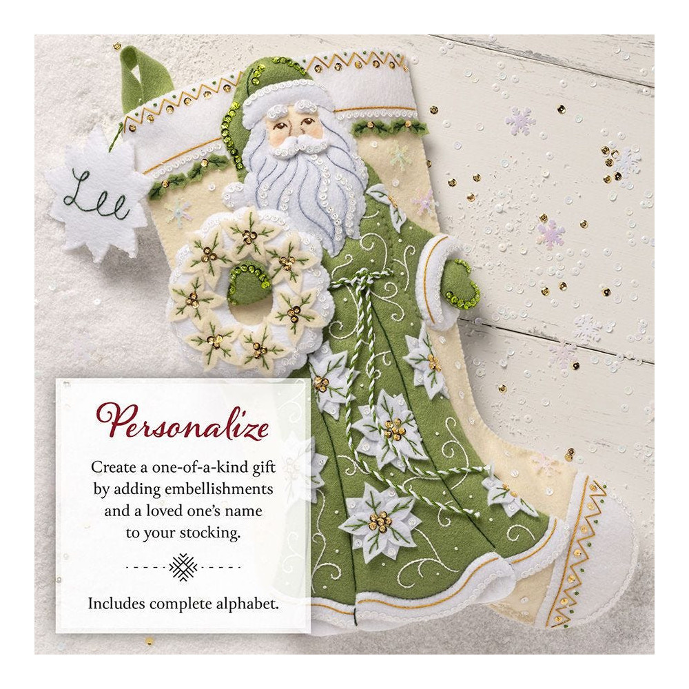 Bucilla ® Seasonal - Felt - Stocking Kits - White Poinsettia - 89602E