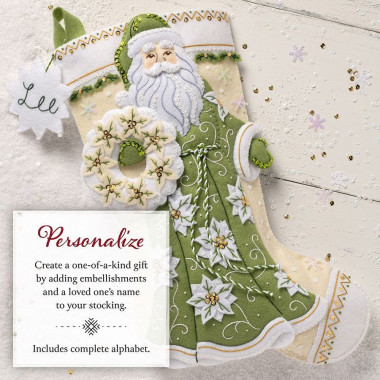 Bucilla ® Seasonal - Felt - Stocking Kits - White Poinsettia - 89602E