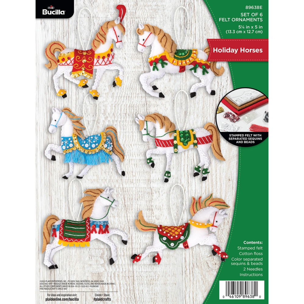 Bucilla ® Seasonal - Felt - Ornament Kits - Holiday Horses - 89638E Bucilla ® Seasonal - Felt - Ornament Kits - Holiday Horses - 89638E