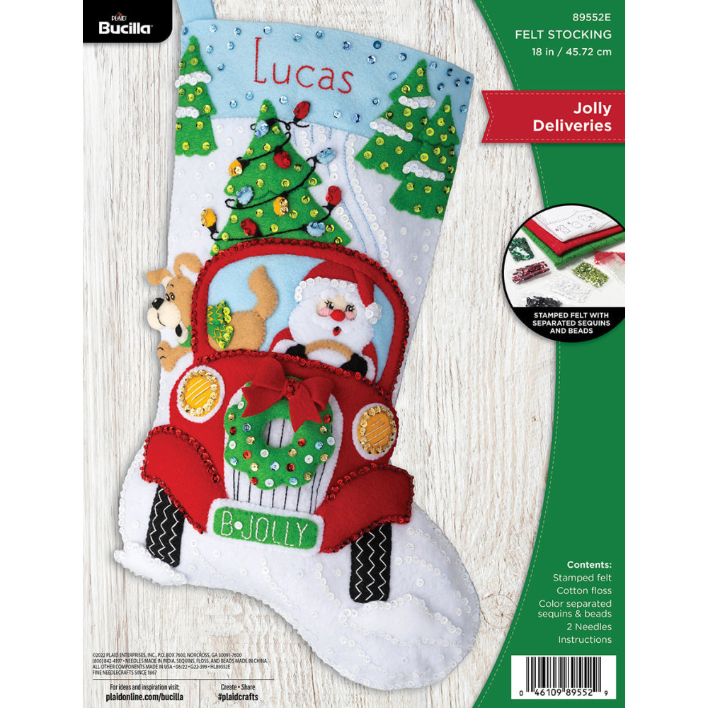 Bucilla ® Felt Stocking - Jolly Deliveries - 89552E Bucilla ® Felt Stocking - Jolly Deliveries - 89552E