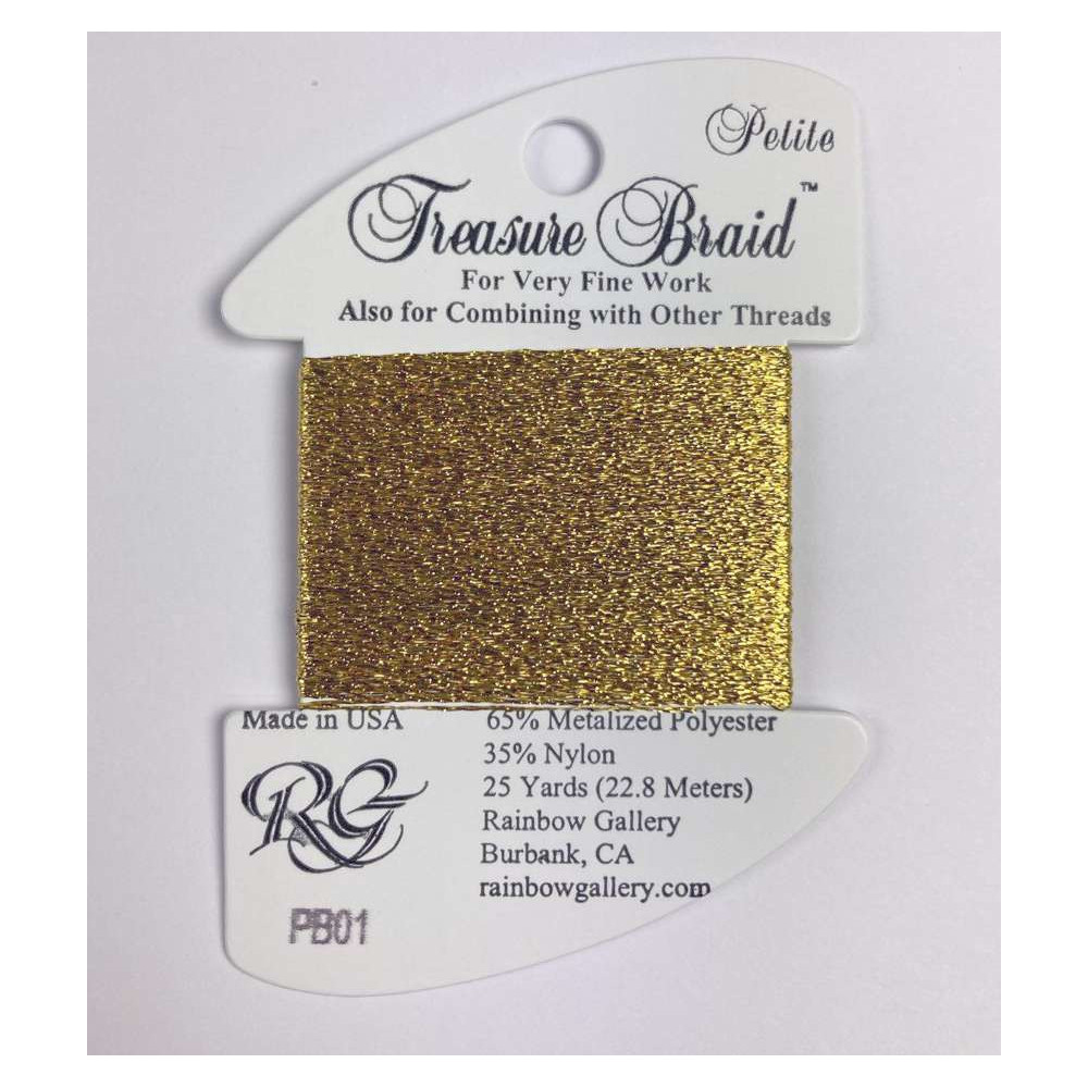 Нитка металізована Treasure Braid Petite Rainbow Gallery PB01, Золото